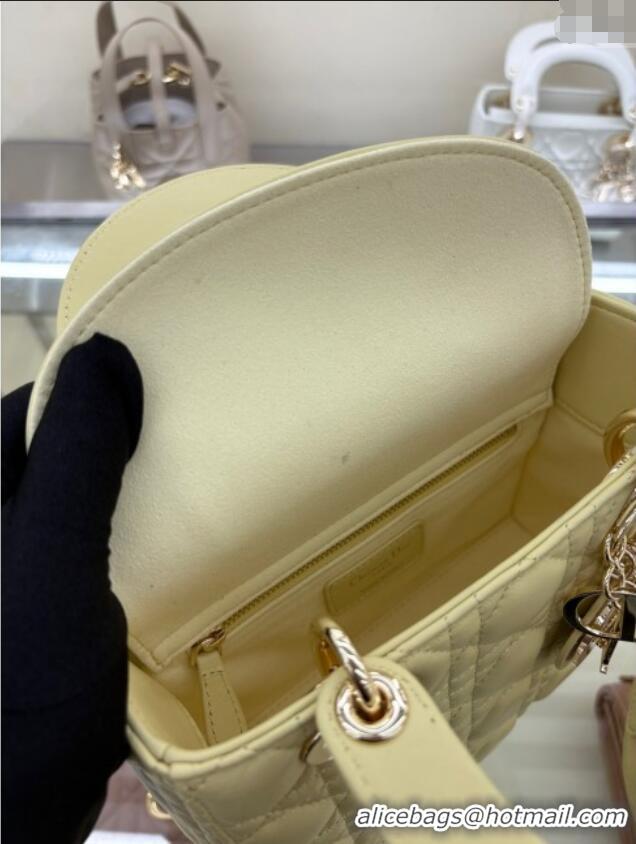 Promotional Dior Small Lady My ABCDior Bag in Cannage Lambskin M0538 Egg Yellow 2025