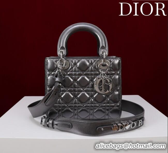 Discount Dior Small Lady My ABCDior Bag in Cannage Lambskin M0538 Dark Grey 2025