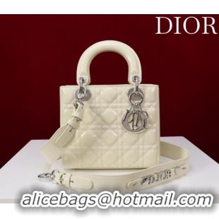 Best Price Dior Small Lady My ABCDior Bag in Cannage Patent Leather M0538 Light Yellow 2025