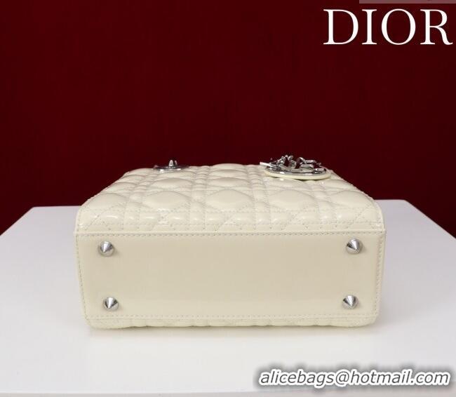 Best Price Dior Small Lady My ABCDior Bag in Cannage Patent Leather M0538 Light Yellow 2025