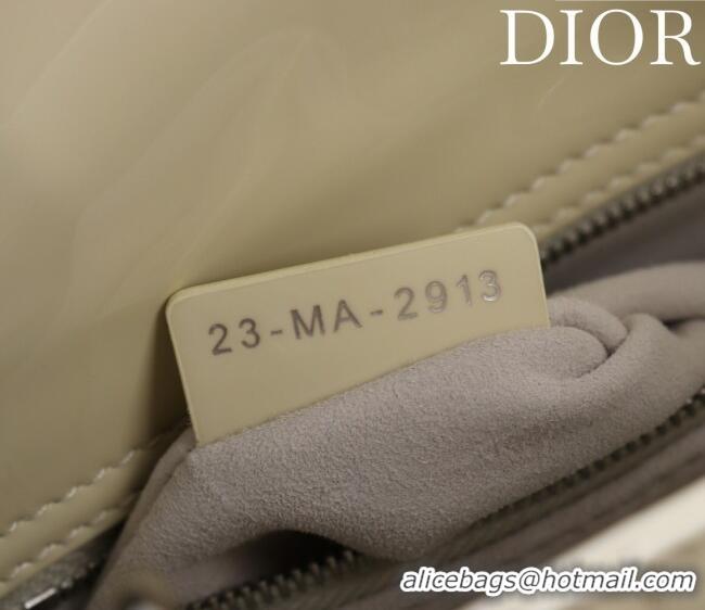 Best Price Dior Small Lady My ABCDior Bag in Cannage Patent Leather M0538 Light Yellow 2025