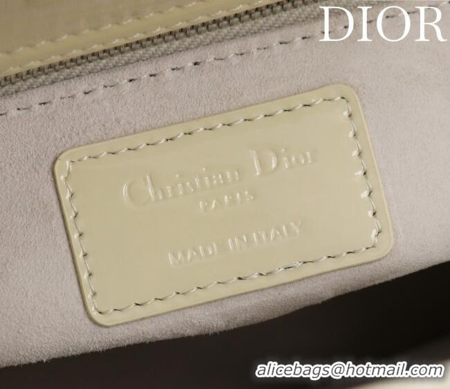 Best Price Dior Small Lady My ABCDior Bag in Cannage Patent Leather M0538 Light Yellow 2025