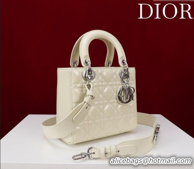 Best Price Dior Small Lady My ABCDior Bag in Cannage Patent Leather M0538 Light Yellow 2025