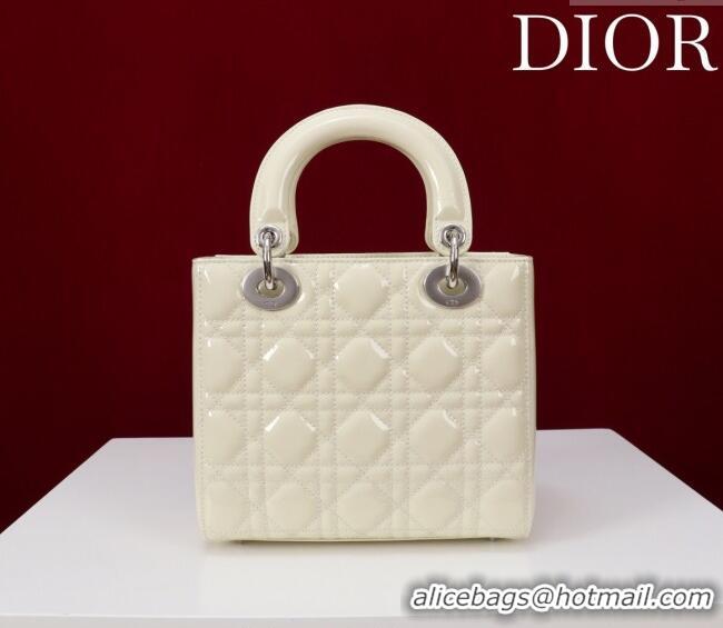 Best Price Dior Small Lady My ABCDior Bag in Cannage Patent Leather M0538 Light Yellow 2025