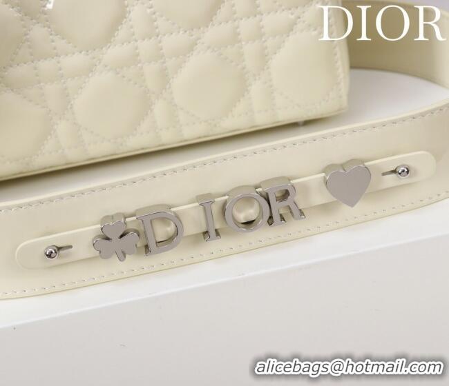 Best Price Dior Small Lady My ABCDior Bag in Cannage Patent Leather M0538 Light Yellow 2025
