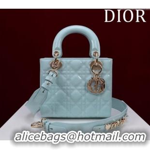 Top Quality Dior Small Lady My ABCDior Bag in Cannage Patent Leather M0538 Pale Green 2025
