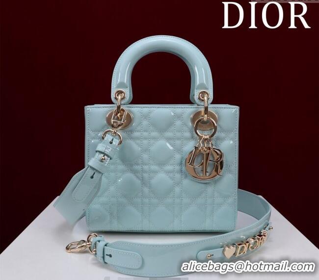 Top Quality Dior Small Lady My ABCDior Bag in Cannage Patent Leather M0538 Pale Green 2025