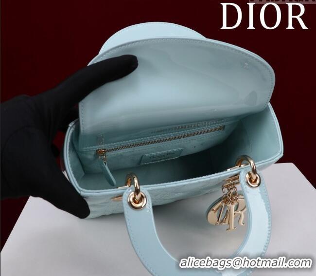 Top Quality Dior Small Lady My ABCDior Bag in Cannage Patent Leather M0538 Pale Green 2025