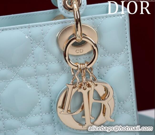 Top Quality Dior Small Lady My ABCDior Bag in Cannage Patent Leather M0538 Pale Green 2025