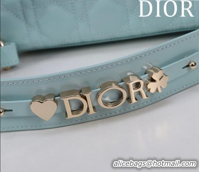 Top Quality Dior Small Lady My ABCDior Bag in Cannage Patent Leather M0538 Pale Green 2025