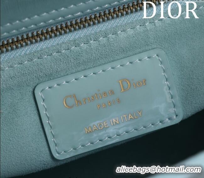 Top Quality Dior Small Lady My ABCDior Bag in Cannage Patent Leather M0538 Pale Green 2025