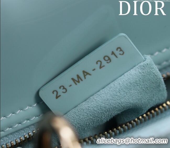 Top Quality Dior Small Lady My ABCDior Bag in Cannage Patent Leather M0538 Pale Green 2025