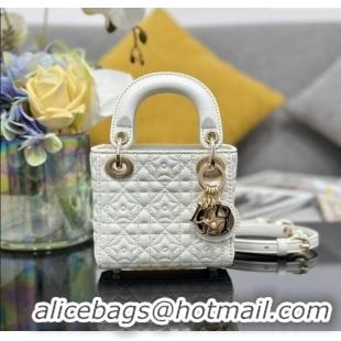 Famous Brand Dior Micro Lady Dior Bag in White Cannage Lambskin with Star Motif D6098 2025