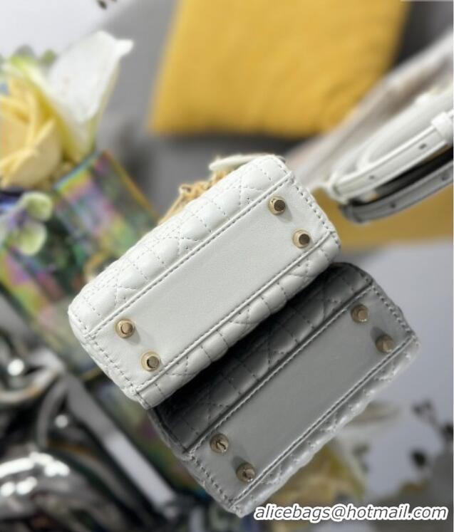 Famous Brand Dior Micro Lady Dior Bag in White Cannage Lambskin with Star Motif D6098 2025