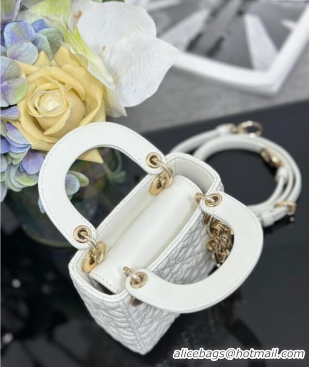 Famous Brand Dior Micro Lady Dior Bag in White Cannage Lambskin with Star Motif D6098 2025