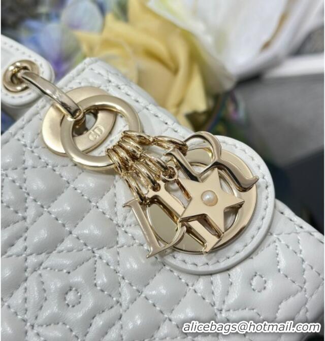 Famous Brand Dior Micro Lady Dior Bag in White Cannage Lambskin with Star Motif D6098 2025