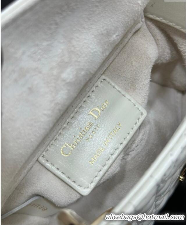 Famous Brand Dior Micro Lady Dior Bag in White Cannage Lambskin with Star Motif D6098 2025