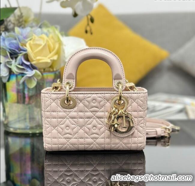 Good Product Dior Lady D-Joy Micro Bag in Powder Pink Cannage Lambskin with Star Motif D6099 2025