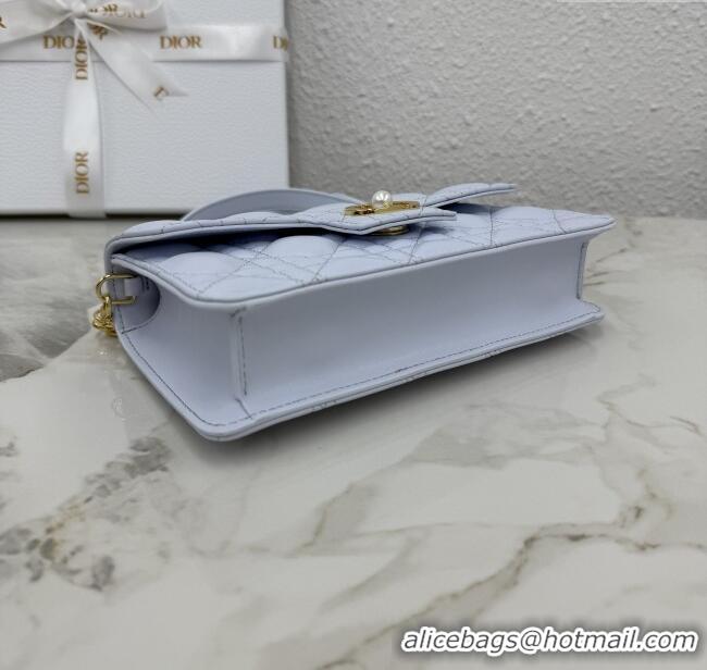 Inexpensive Dior Jolie East-West Bag in Cannage Lamb Leather and Flat Cannage Calfskin S3117 Glacier Blue 2025