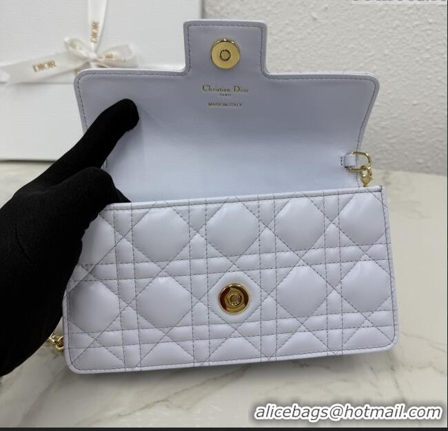 Inexpensive Dior Jolie East-West Bag in Cannage Lamb Leather and Flat Cannage Calfskin S3117 Glacier Blue 2025