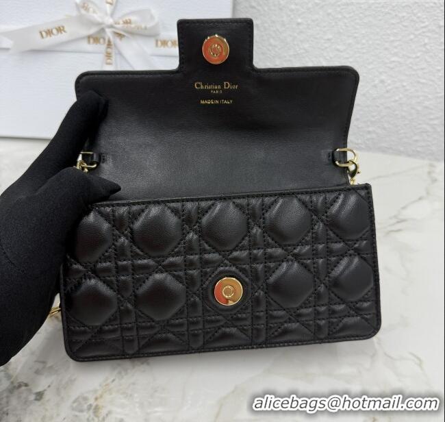 Best Luxury Dior Jolie East-West Bag in Cannage Lamb Leather and Flat Cannage Calfskin S3117 Black 2025