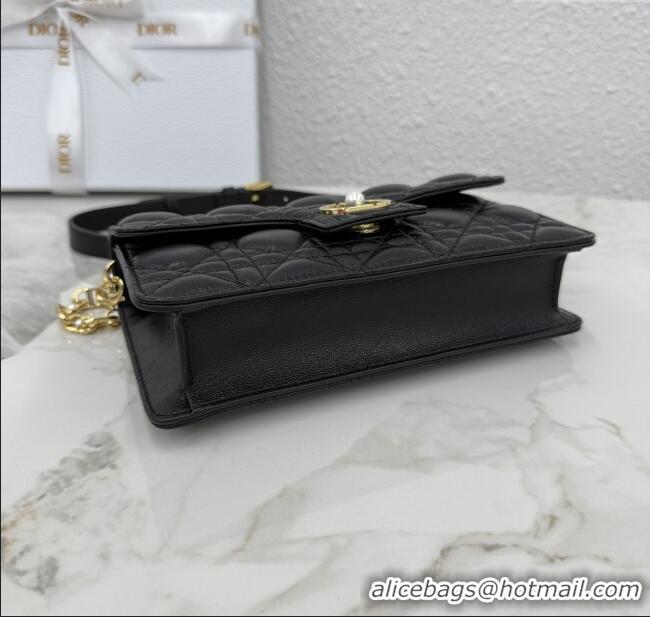 Best Luxury Dior Jolie East-West Bag in Cannage Lamb Leather and Flat Cannage Calfskin S3117 Black 2025