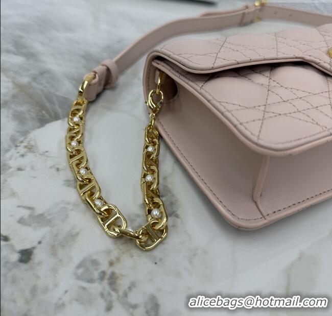 Luxury Cheap Dior Jolie East-West Bag in Cannage Lamb Leather and Flat Cannage Calfskin S3117 Powder Pink 2025