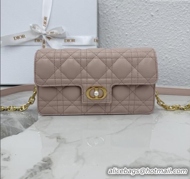 Luxury Cheap Dior Jolie East-West Bag in Cannage Lamb Leather and Flat Cannage Calfskin S3117 Powder Pink 2025