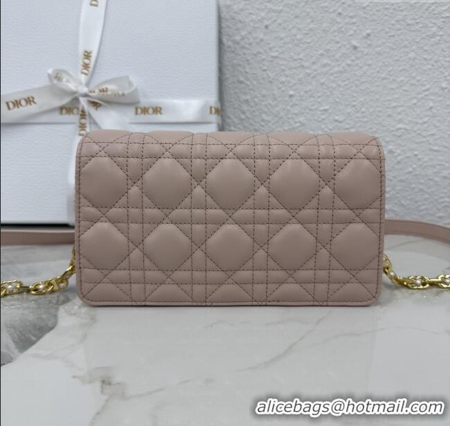 Luxury Cheap Dior Jolie East-West Bag in Cannage Lamb Leather and Flat Cannage Calfskin S3117 Powder Pink 2025