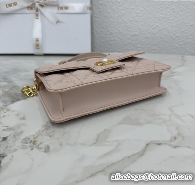 Luxury Cheap Dior Jolie East-West Bag in Cannage Lamb Leather and Flat Cannage Calfskin S3117 Powder Pink 2025
