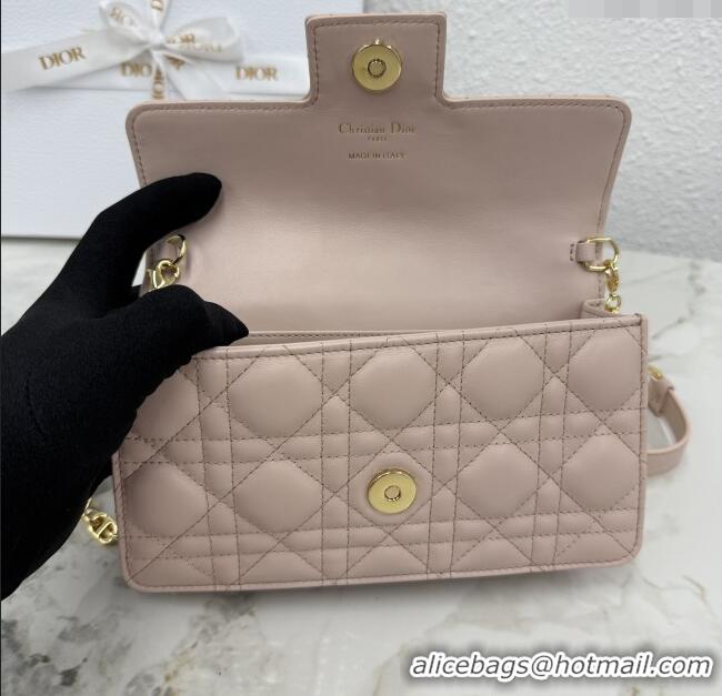 Luxury Cheap Dior Jolie East-West Bag in Cannage Lamb Leather and Flat Cannage Calfskin S3117 Powder Pink 2025