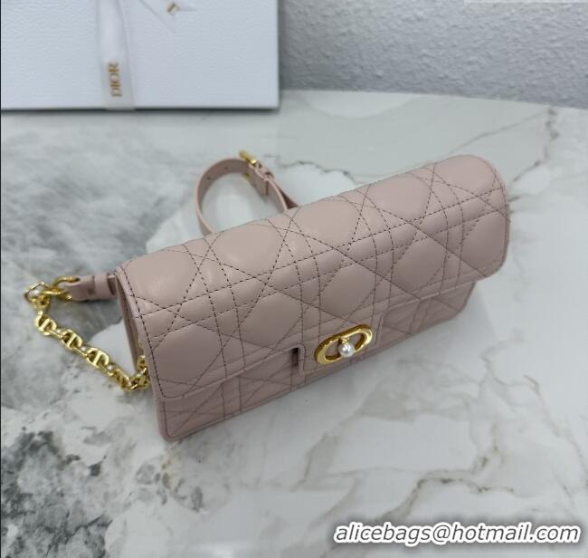 Luxury Cheap Dior Jolie East-West Bag in Cannage Lamb Leather and Flat Cannage Calfskin S3117 Powder Pink 2025