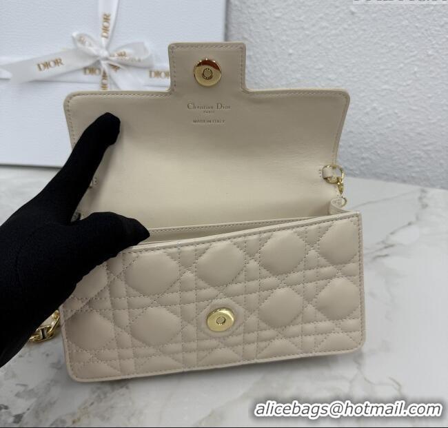 New Fashion Dior Jolie East-West Bag in Cannage Lamb Leather and Flat Cannage Calfskin S3117 Light Beige 2025