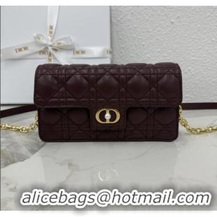 Hot Style Dior Jolie East-West Bag in Cannage Lamb Leather and Flat Cannage Calfskin S3117 Dark Burgundy 2025