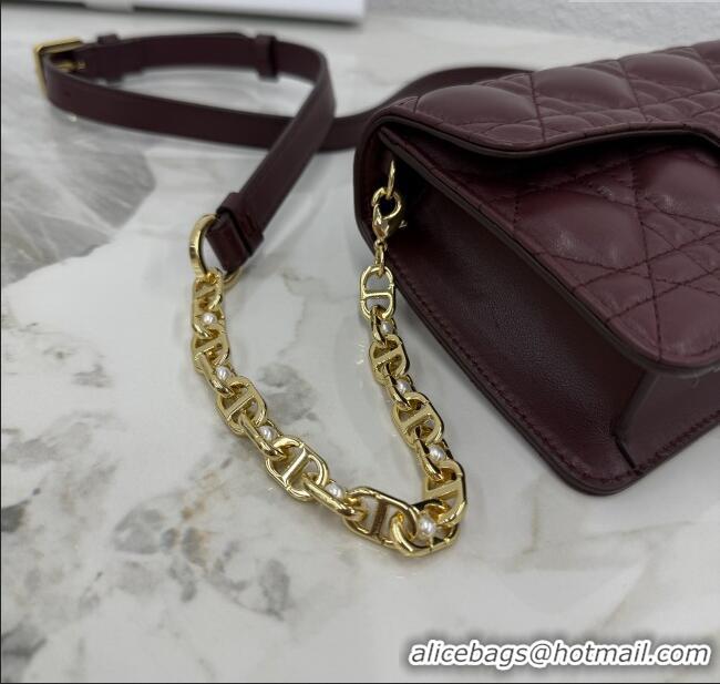 Hot Style Dior Jolie East-West Bag in Cannage Lamb Leather and Flat Cannage Calfskin S3117 Dark Burgundy 2025