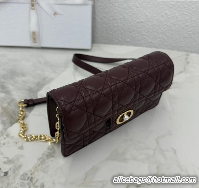Hot Style Dior Jolie East-West Bag in Cannage Lamb Leather and Flat Cannage Calfskin S3117 Dark Burgundy 2025
