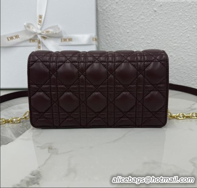 Hot Style Dior Jolie East-West Bag in Cannage Lamb Leather and Flat Cannage Calfskin S3117 Dark Burgundy 2025