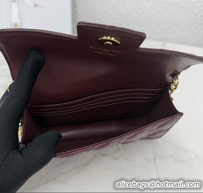 Hot Style Dior Jolie East-West Bag in Cannage Lamb Leather and Flat Cannage Calfskin S3117 Dark Burgundy 2025