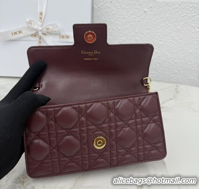 Hot Style Dior Jolie East-West Bag in Cannage Lamb Leather and Flat Cannage Calfskin S3117 Dark Burgundy 2025