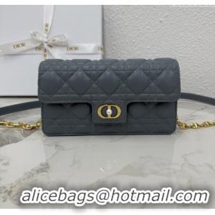 New Cheap Dior Jolie East-West Bag in Cannage Lamb Leather and Flat Cannage Calfskin S3117 Dark Grey 2025