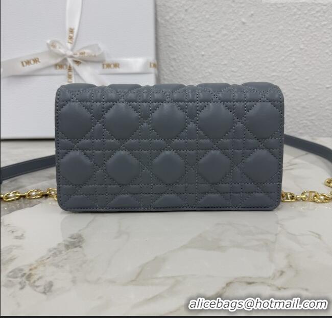 New Cheap Dior Jolie East-West Bag in Cannage Lamb Leather and Flat Cannage Calfskin S3117 Dark Grey 2025