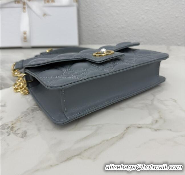 New Cheap Dior Jolie East-West Bag in Cannage Lamb Leather and Flat Cannage Calfskin S3117 Dark Grey 2025