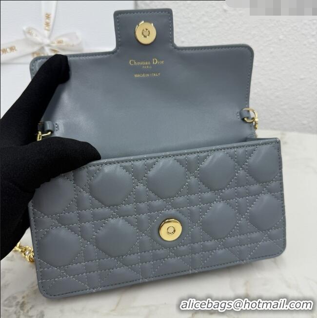 New Cheap Dior Jolie East-West Bag in Cannage Lamb Leather and Flat Cannage Calfskin S3117 Dark Grey 2025
