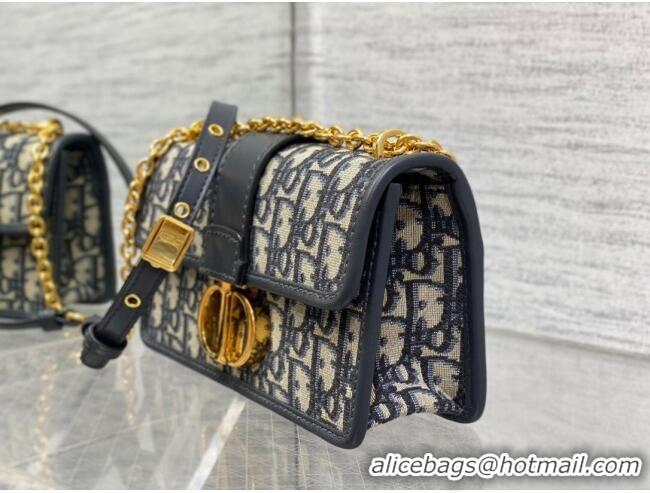 Grade Quality Dior 30 Montaigne East-West Bag with Chain in Blue Dior Oblique Jacquard M9073 2025