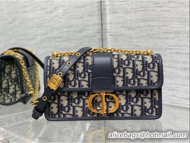Grade Quality Dior 30 Montaigne East-West Bag with Chain in Blue Dior Oblique Jacquard M9073 2025