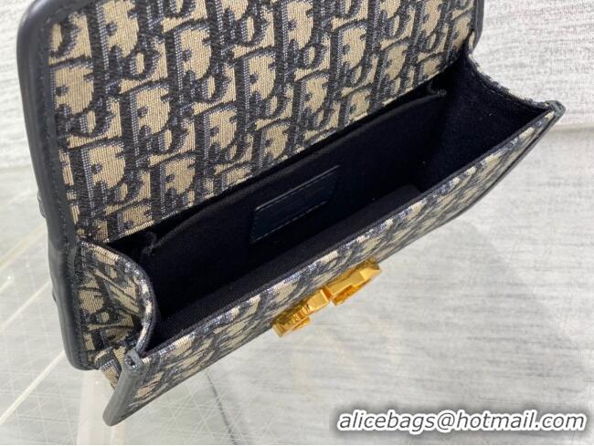 Grade Quality Dior 30 Montaigne East-West Bag with Chain in Blue Dior Oblique Jacquard M9073 2025