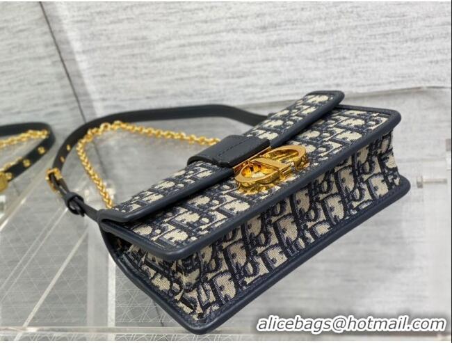 Grade Quality Dior 30 Montaigne East-West Bag with Chain in Blue Dior Oblique Jacquard M9073 2025