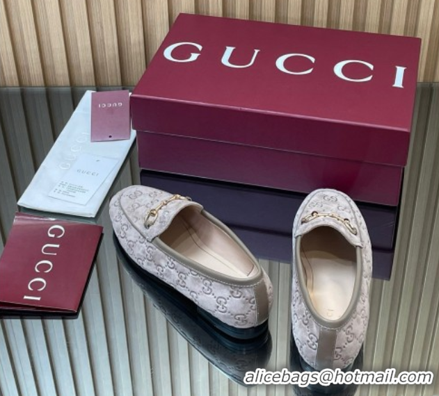 Buy New Cheap Gucci Jordaan GG Allover Suede Flat Loafers with Horsebit Grey2 2025 840725