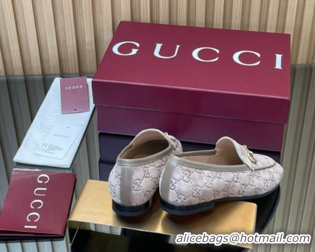 Buy New Cheap Gucci Jordaan GG Allover Suede Flat Loafers with Horsebit Grey2 2025 840725