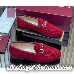Classic Specials Gucci Jordaan GG Allover Suede Flat Loafers with Horsebit Red 2025 840725